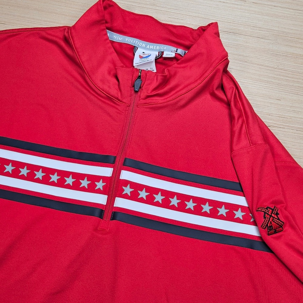 Puma Volition America Quarter Zip Mens XXL Red Stars Stripes Golf Pullover